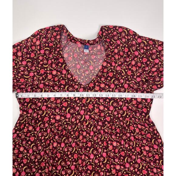 Old Navy Burgundy Floral Short Sleeve Dress Size M - Picture 5 of 9